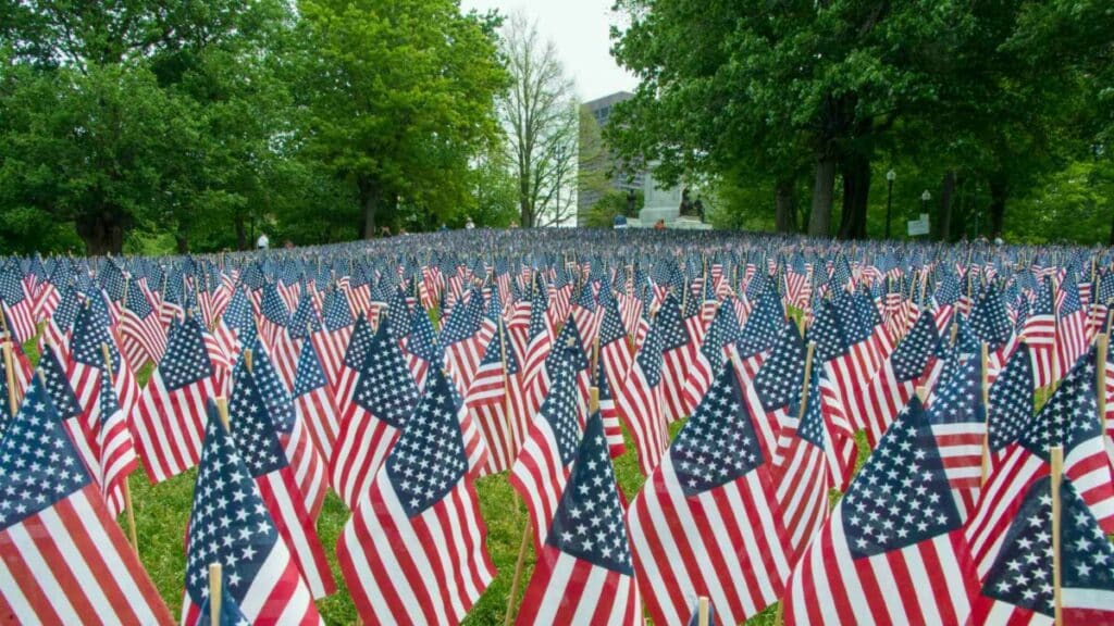 Hundreds of USA flags for E2 Visa applicants