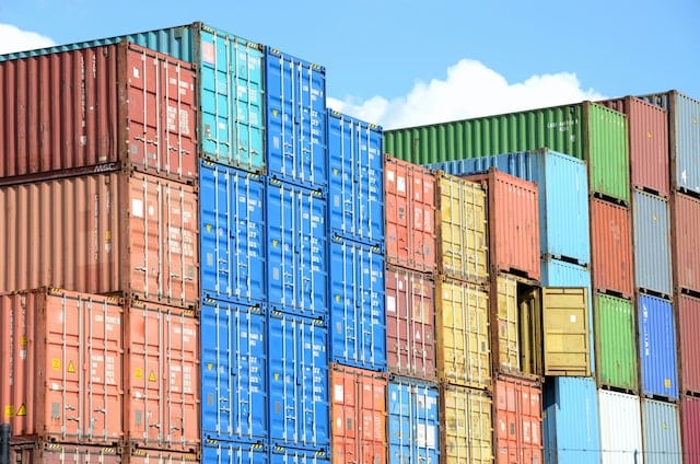 E1 visa trade business of colorful containers shipment