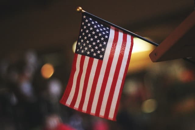 USA flags in an E2 visa holder house