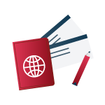 Passport with ticket icon